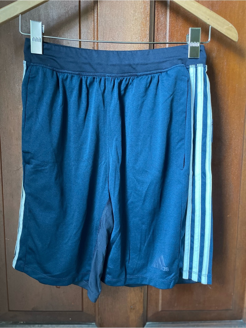 adidas men's small blue athletic shorts